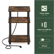 Pemberly Row 3-Tier Turn-N-Tube Open Storage Side Table in End Amber Pine/Black