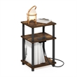 Pemberly Row 3-Tier Turn-N-Tube Open Storage Side Table in End Amber Pine/Black