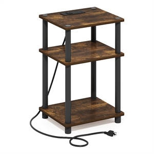 Pemberly Row 3-Tier Turn-N-Tube Open Storage Side Table in End Amber Pine/Black