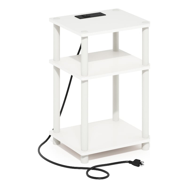 Pemberly Row 3-Tier Turn-N-Tube Open Storage Side/End Table White