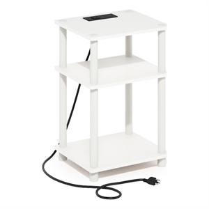 Pemberly Row 3-Tier Turn-N-Tube Open Storage Side/End Table White
