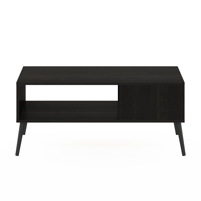 Pemberly Row Mid-Century Coffee Table with Wood Legs in Espresso