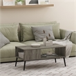 Pemberly Row Mid-Century Coffee Table with Wood Legs in French Oak Gray