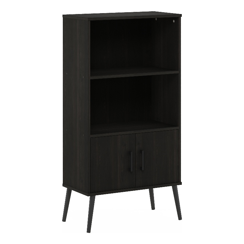 Pemberly Row Mid-Century Accent Cabinet with Wood Legs in Espresso