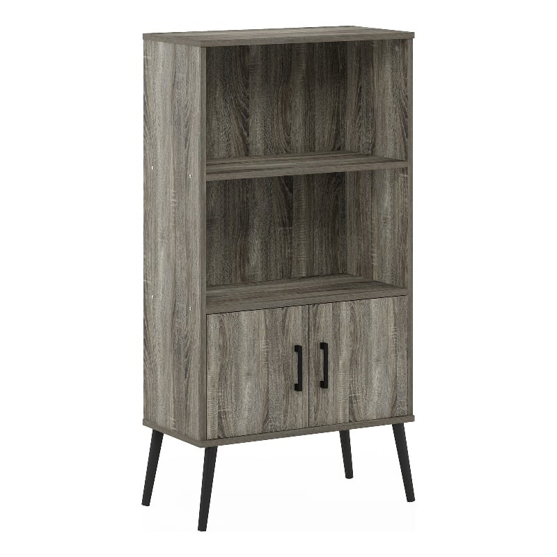 Pemberly Row Mid-Century Accent Cabinet with Wood Legs French Oak Gray