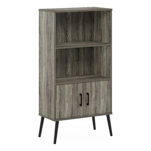 Pemberly Row Mid-Century Accent Cabinet with Wood Legs French Oak Gray