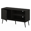 Pemberly Row Mid-Century TV Stand with Wood Legs in One Cabinet Espresso