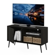 Pemberly Row Mid-Century TV Stand with Wood Legs in One Cabinet Espresso