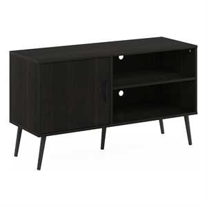 Pemberly Row Mid-Century TV Stand with Wood Legs in One Cabinet Espresso