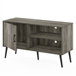 Pemberly Row Mid-Century TV Stand with Wood Legs in One French Oak Gray