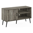 Pemberly Row Mid-Century TV Stand with Wood Legs in One French Oak Gray