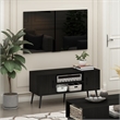 Pemberly Row Mid-Century TV Stand with Wood Legs infor TV Size Espresso
