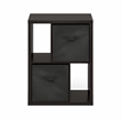 Pemberly Row Standing Storage Shelf with Two Bins in Dark Oak