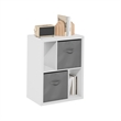 Pemberly Row Contemporary Standing Storage Shelf with Two Bins in White