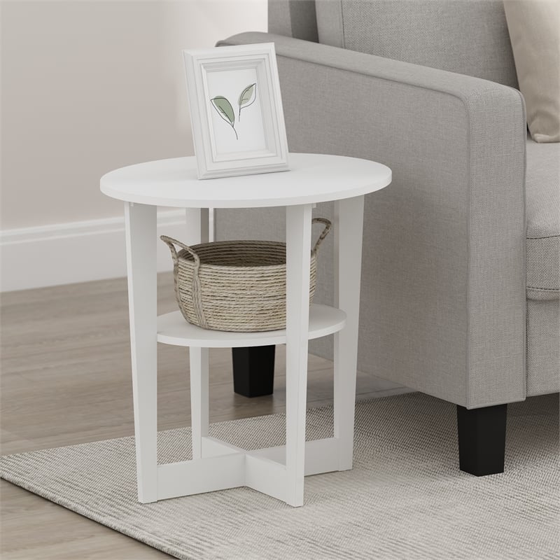 Pemberly Row Oval End Table in Side Table in Nightstand in White