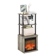 Pemberly Row Turn-N-Tube 2-Tier Tall TV Entertainment Side French Oak Gray/Black