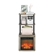 Pemberly Row Turn-N-Tube 2-Tier Tall TV Entertainment Side French Oak Gray/Black