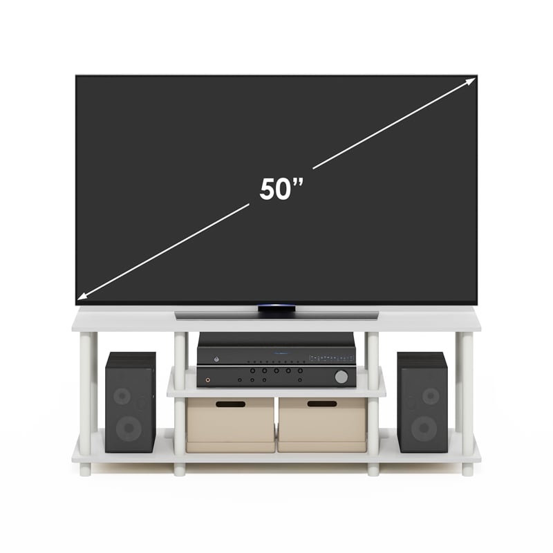 Pemberly Row Turn-N-Tube 3D 3-Tier Entertainment TV Stands in White