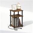 Pemberly Row 3-Tier Turn-N-Tube Open Storage Nighstand in Amber Pine/Black