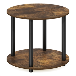 Pemberly Row Turn-N-Tube 2-Tier Round Wood Coffee Table in Amber Pine