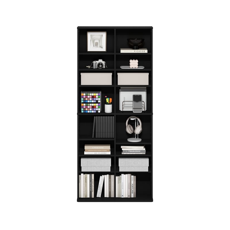 Pemberly Row 16-Shelf Multimedia Media Storage Tower Rack with Americano