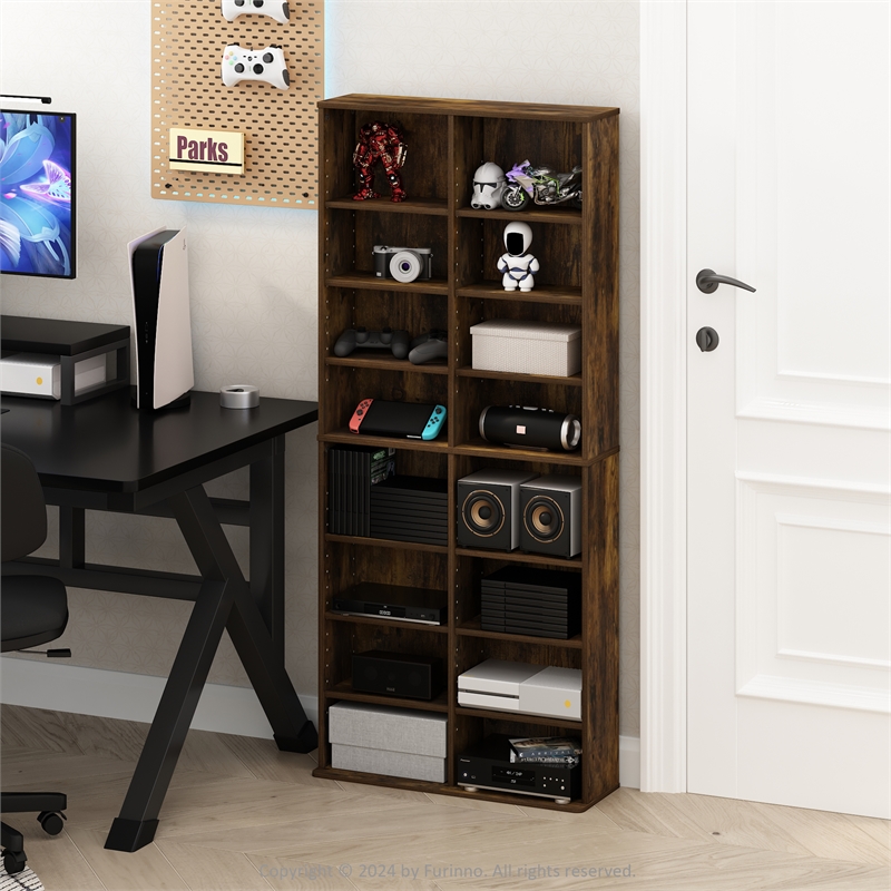 Pemberley Row Composite Wood Amber Pine Media Storage Tower Rectangular Adjustable 23.62