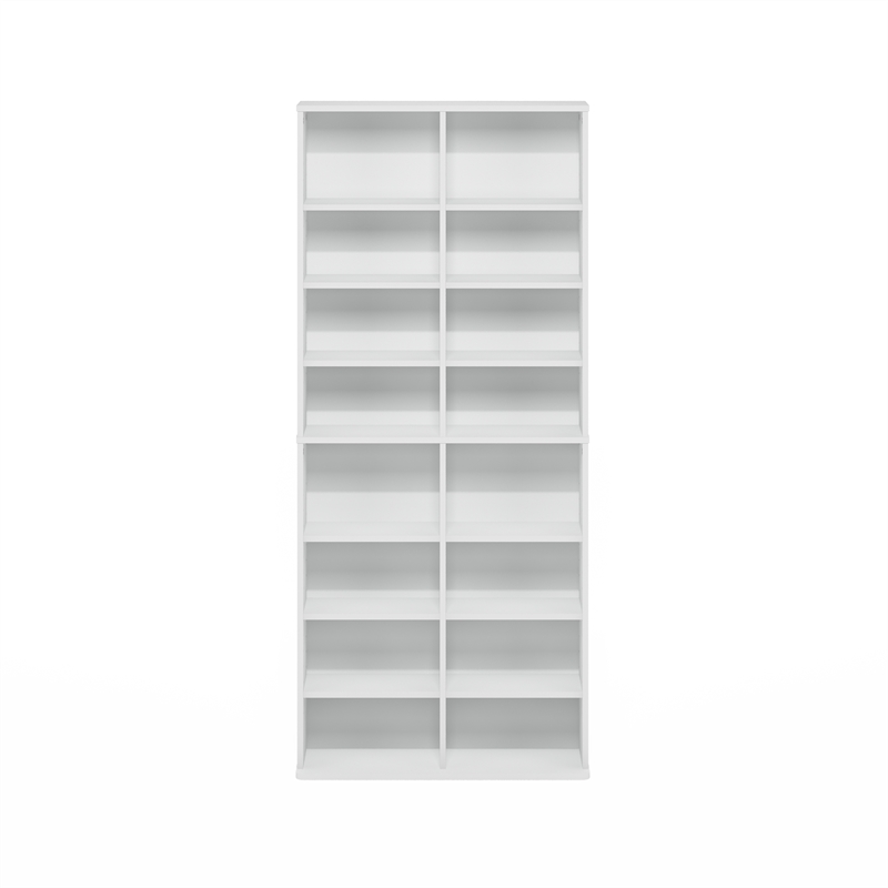 Pemberly Row 16-Shelf Multimedia Media Storage Tower Rack with Adjustable White