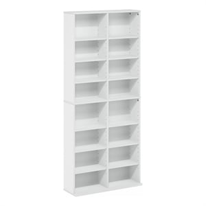 Pemberly Row 16-Shelf Multimedia Media Storage Tower Rack with Adjustable White