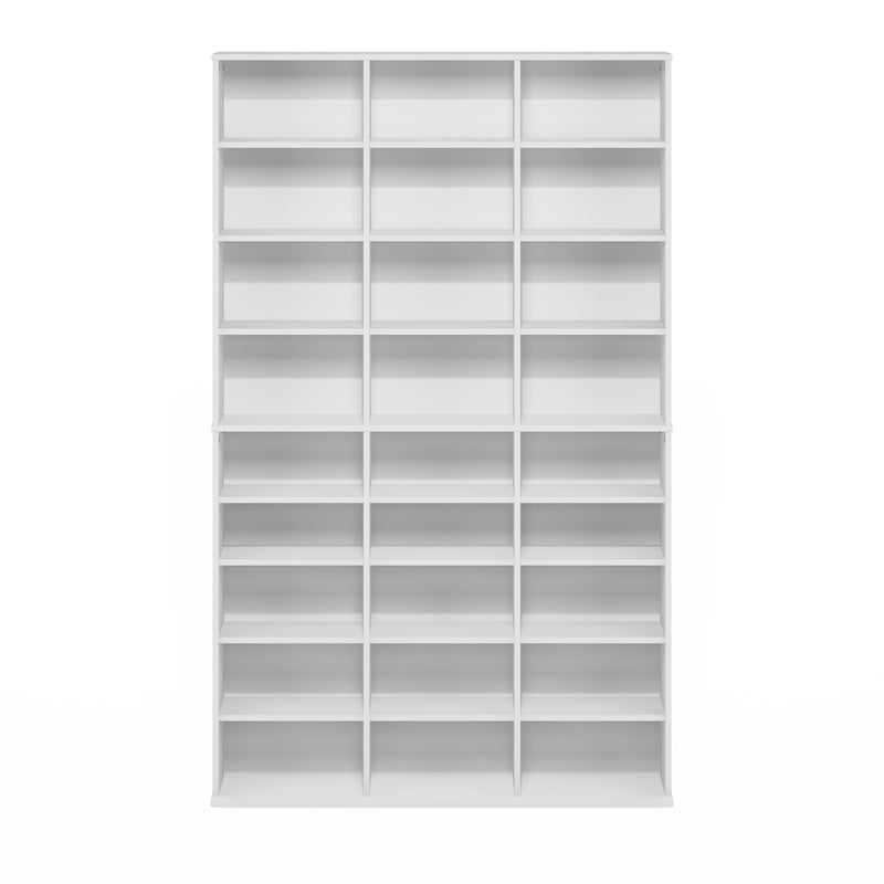 Pemberly Row 24-Shelf Multimedia Media Storage Tower Rack with Adjustable White