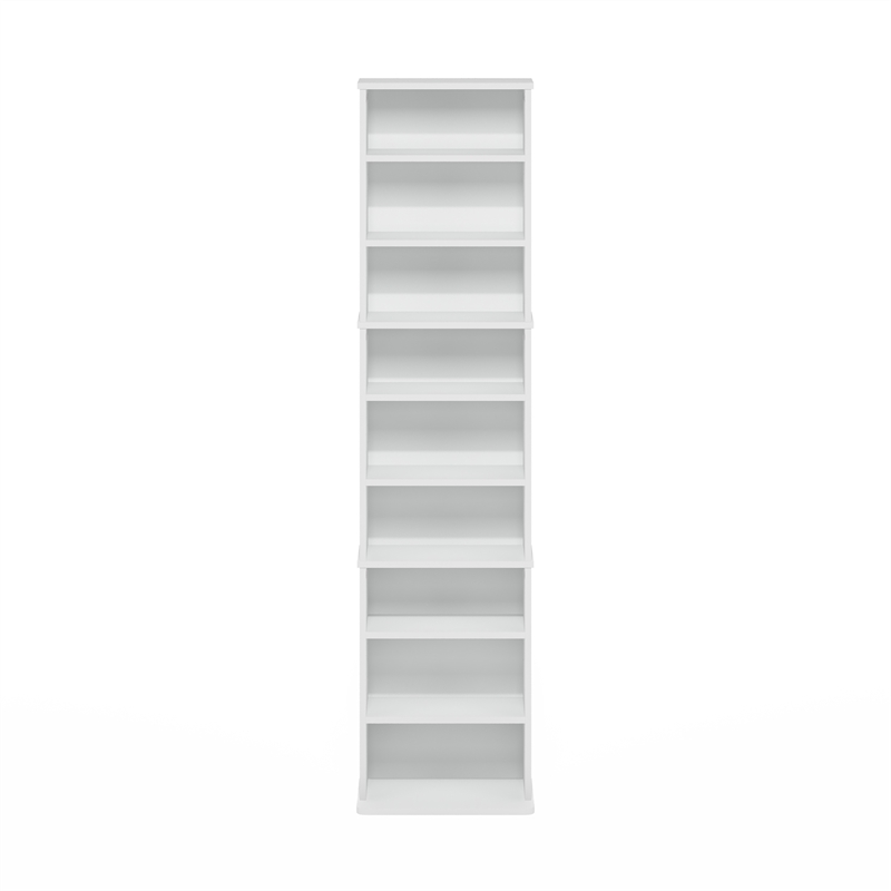 Pemberly Row 9-Shelf Multimedia Media Storage Tower Rack with Adjustable White