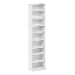 Pemberly Row 9-Shelf Multimedia Media Storage Tower Rack with Adjustable White