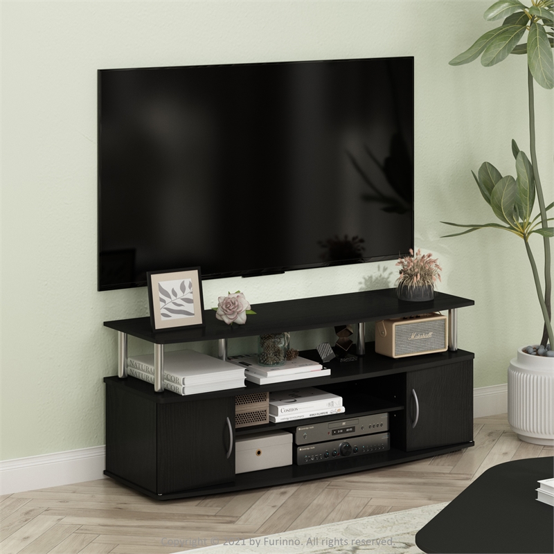 Pemberly Row Large Entertainment Center Hold up to 55-IN Stainless Steel Tubes