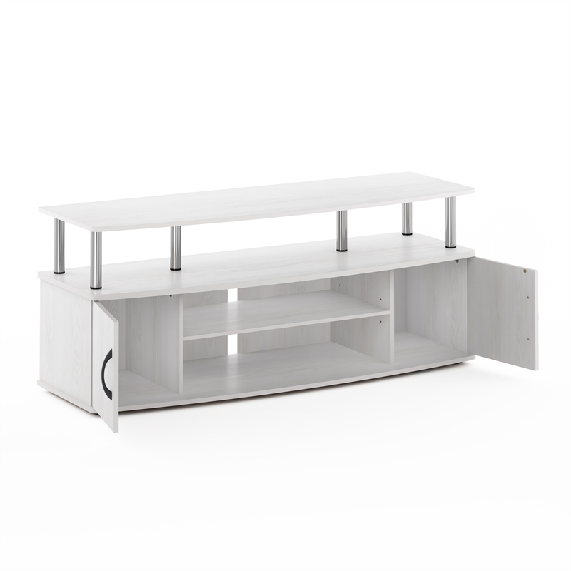 Pemberly Row Large Entertainment Center Hold up to 55-IN Stainless Steel Tubes