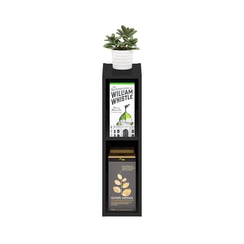 Pemberly Row 2-Tier Storage Shelf Bookcase in 6-Inch Width in Blackwood