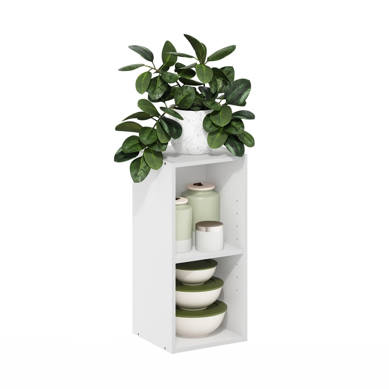 Pemberly Row 2-Tier Storage Shelf Bookcase in 10-Inch Width in White