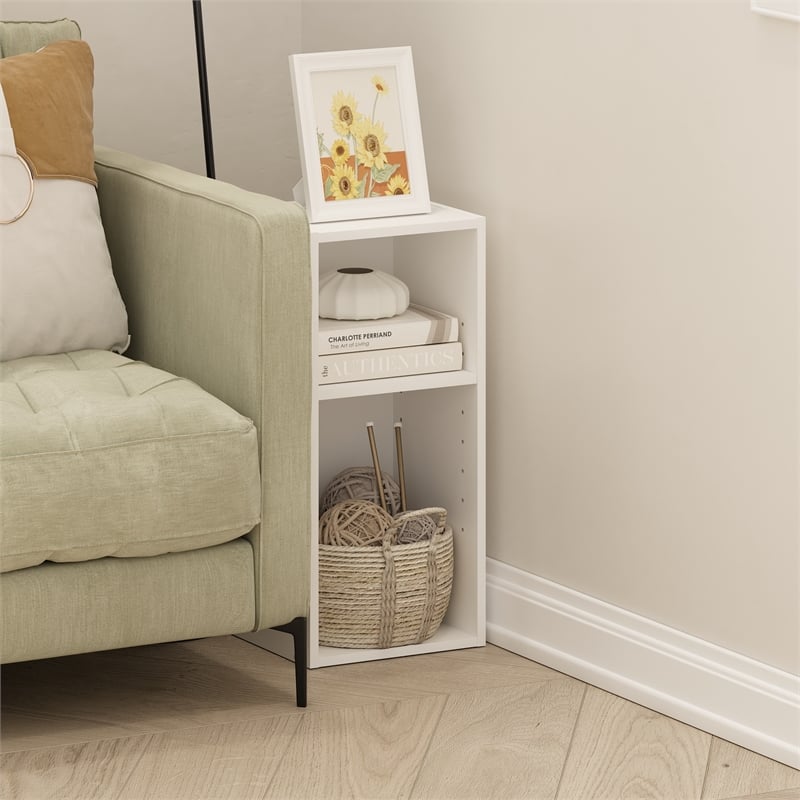 Pemberly Row 2-Tier Storage Shelf Bookcase in 10-Inch Width in White