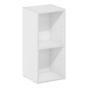 Pemberly Row 2-Tier Storage Shelf Bookcase in 10-Inch Width in White