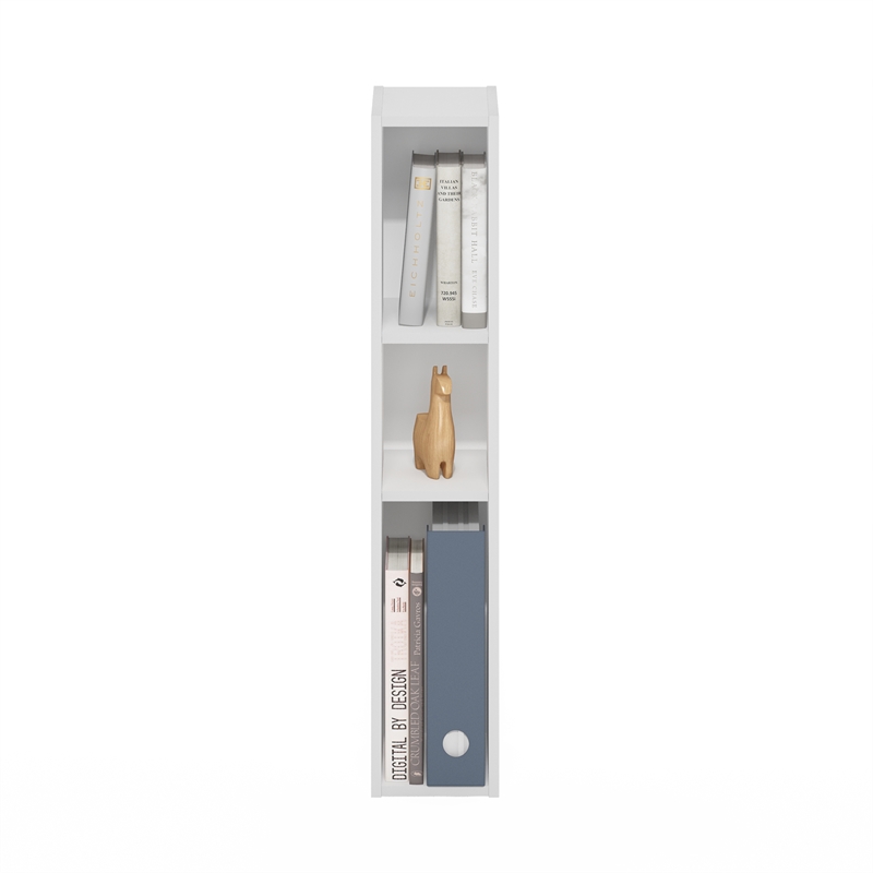 Pemberly Row 3-Tier Storage Shelf Bookcase in 6-Inch Width in White
