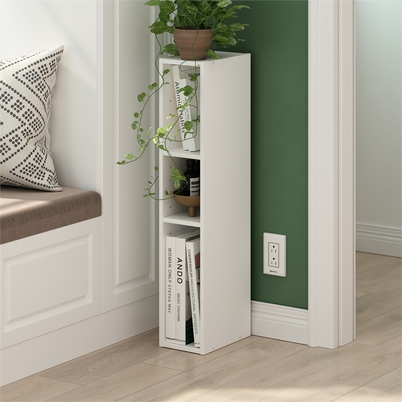 Pemberly Row 3-Tier Storage Shelf Bookcase in 6-Inch Width in White