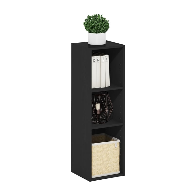 Pemberly Row 3-Tier Storage Shelf Bookcase in 10-Inch Width in Blackwood