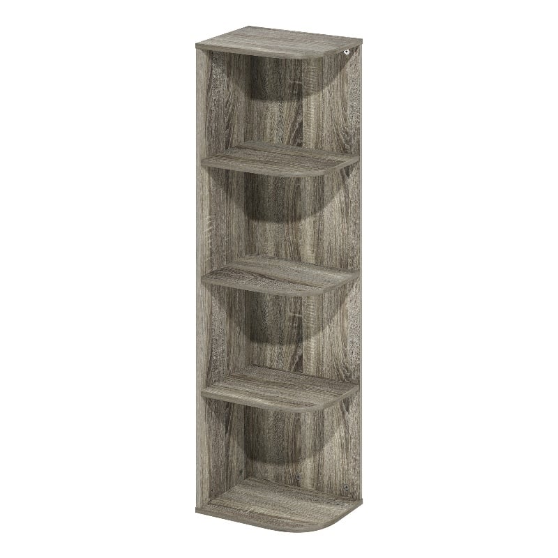Pemberly Row 4-Tier Corner Open Shelf Bookcase in French Oak