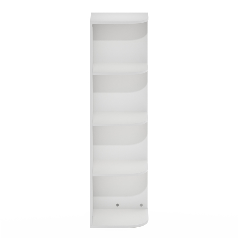 Pemberly Row Contemporary 4-Tier Corner Open Shelf Bookcase in White