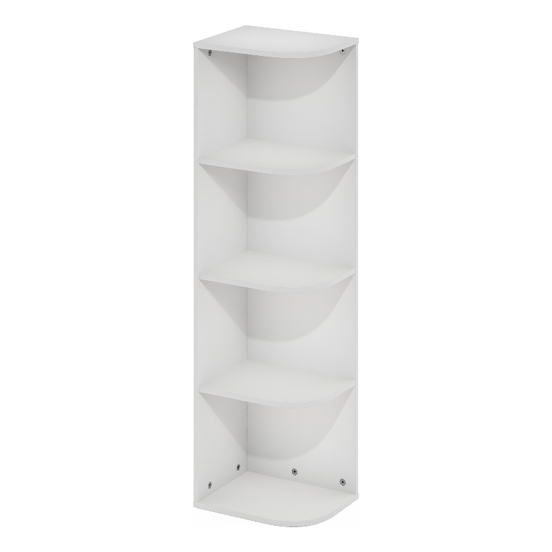 Pemberly Row Contemporary 4-Tier Corner Open Shelf Bookcase in White