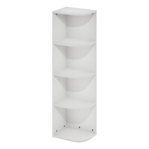 Pemberly Row Contemporary 4-Tier Corner Open Shelf Bookcase in White