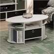 Pemberly Row Contemporary Oval Coffee Table with Bin in White/Black