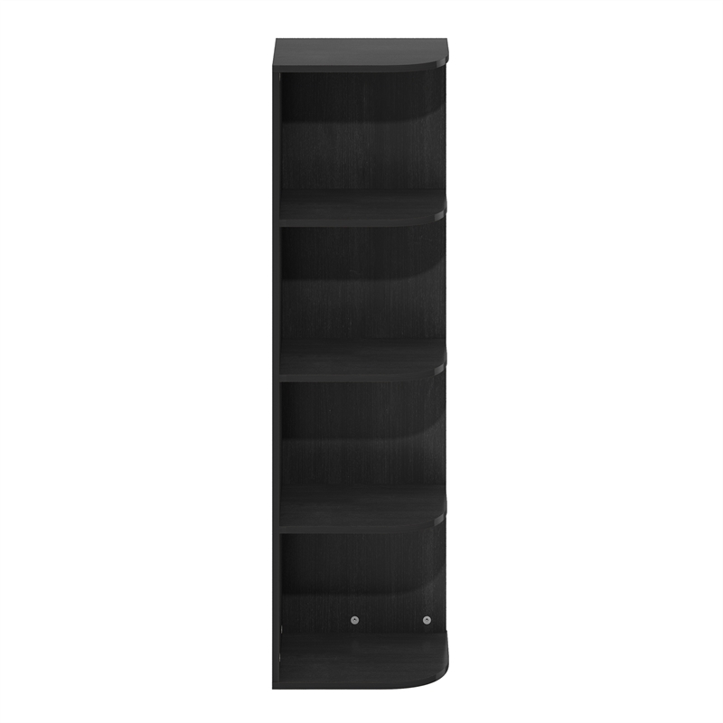 Pemberly Row Contemporary 4-Tier Corner Open Shelf Bookcase in Blackwood