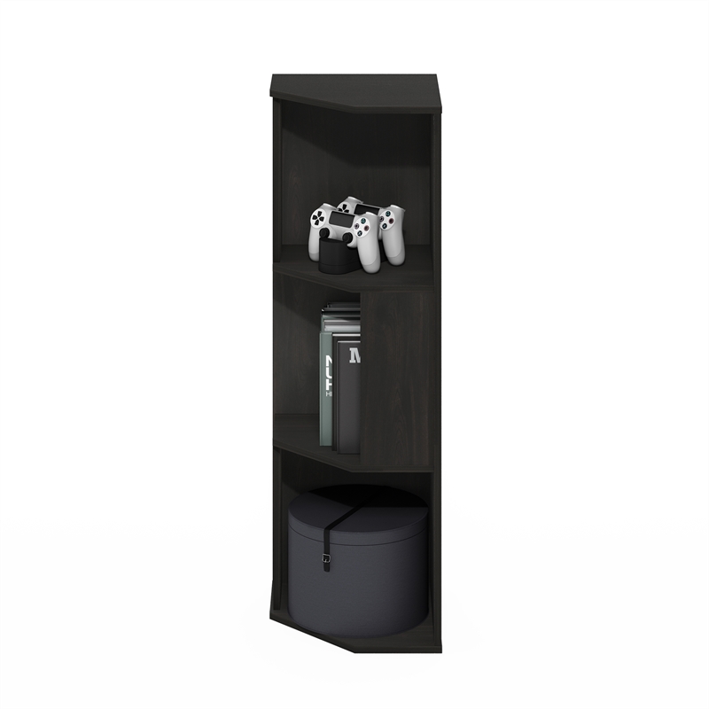 Pemberly Row 3-Tier Freestanding Corner Shelf Bookcase in Bookshelf in Espresso