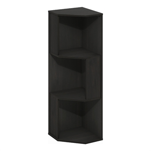 Pemberly Row 3-Tier Freestanding Corner Shelf Bookcase in Bookshelf in Espresso