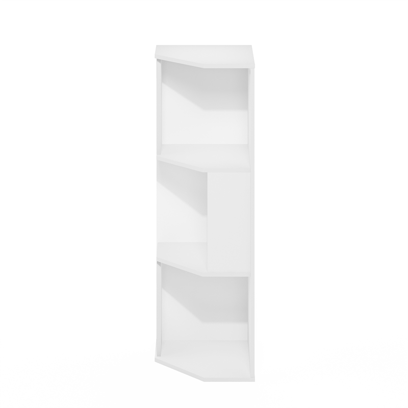 Pemberly Row 3-Tier Freestanding Corner Shelf Bookcase in Bookshelf in White