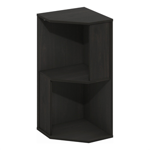 Pemberly Row 2-Tier Freestanding Corner Shelf Bookcase in Bookshelf in Espresso